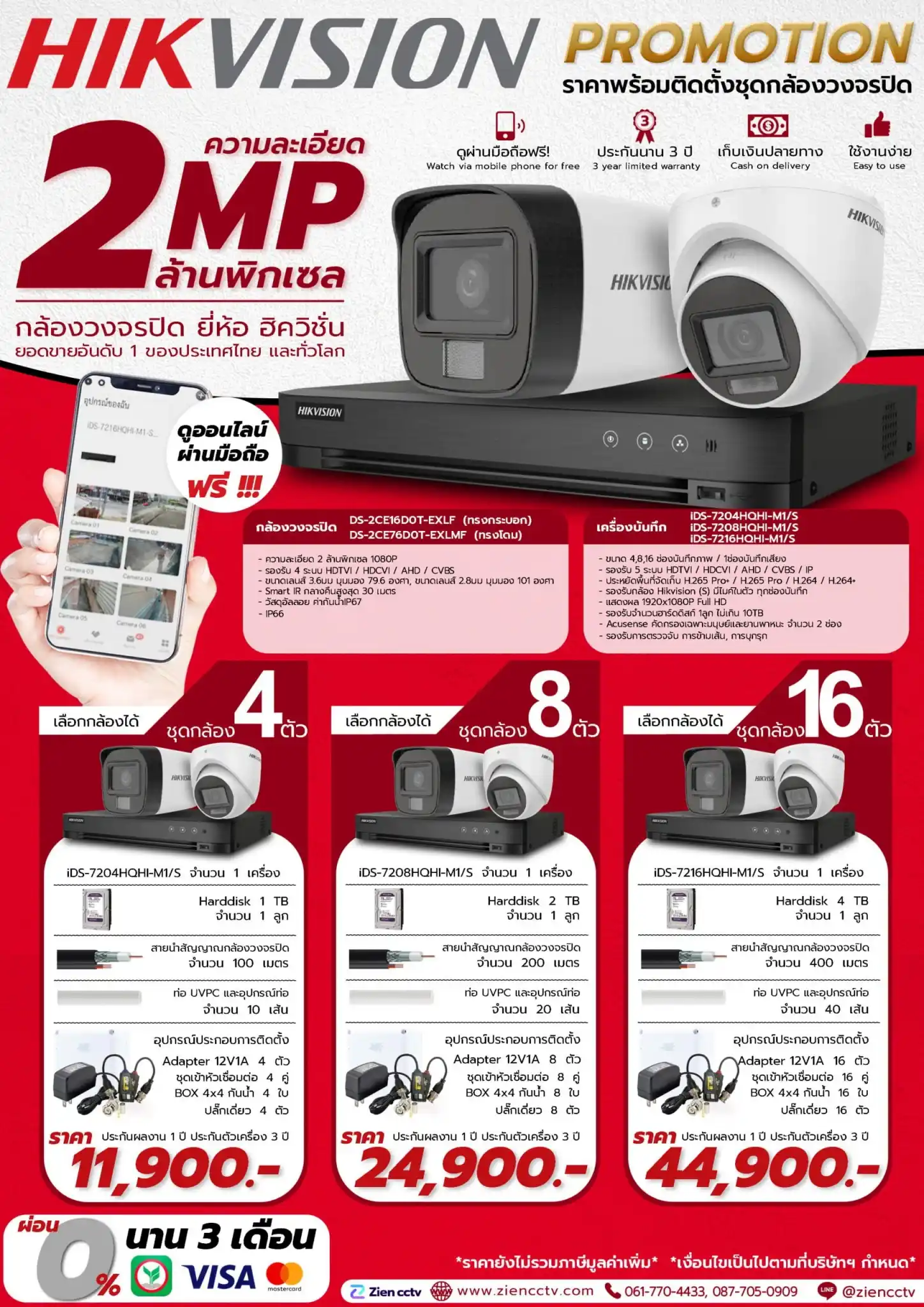 โปรโมชั่น Hikvision Analog 2MP มาตรฐาน พร้อมติดตั้ง