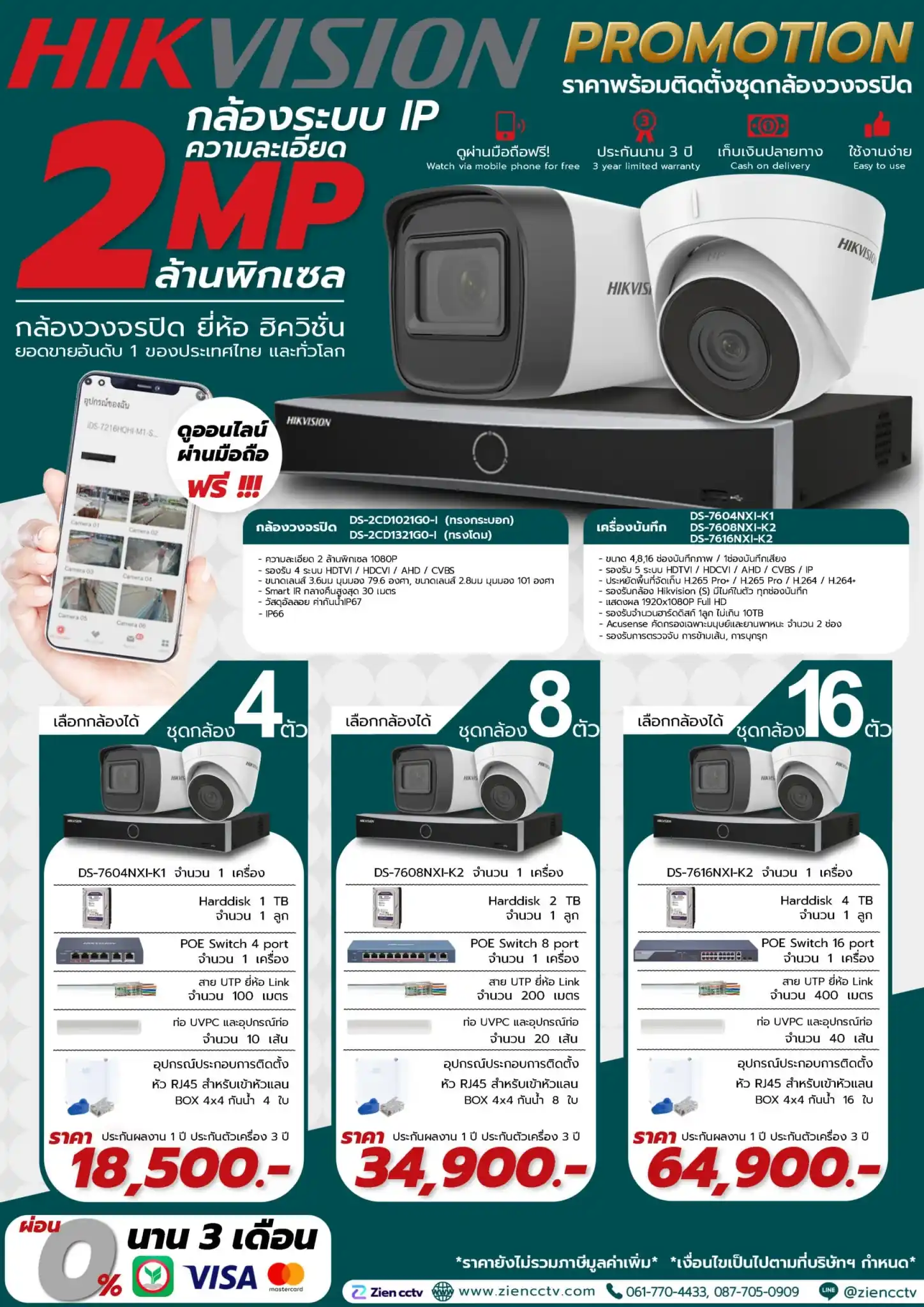 โปรโมชั่น Hikvision IP 2MP มาตรฐาน พร้อมติดตั้ง